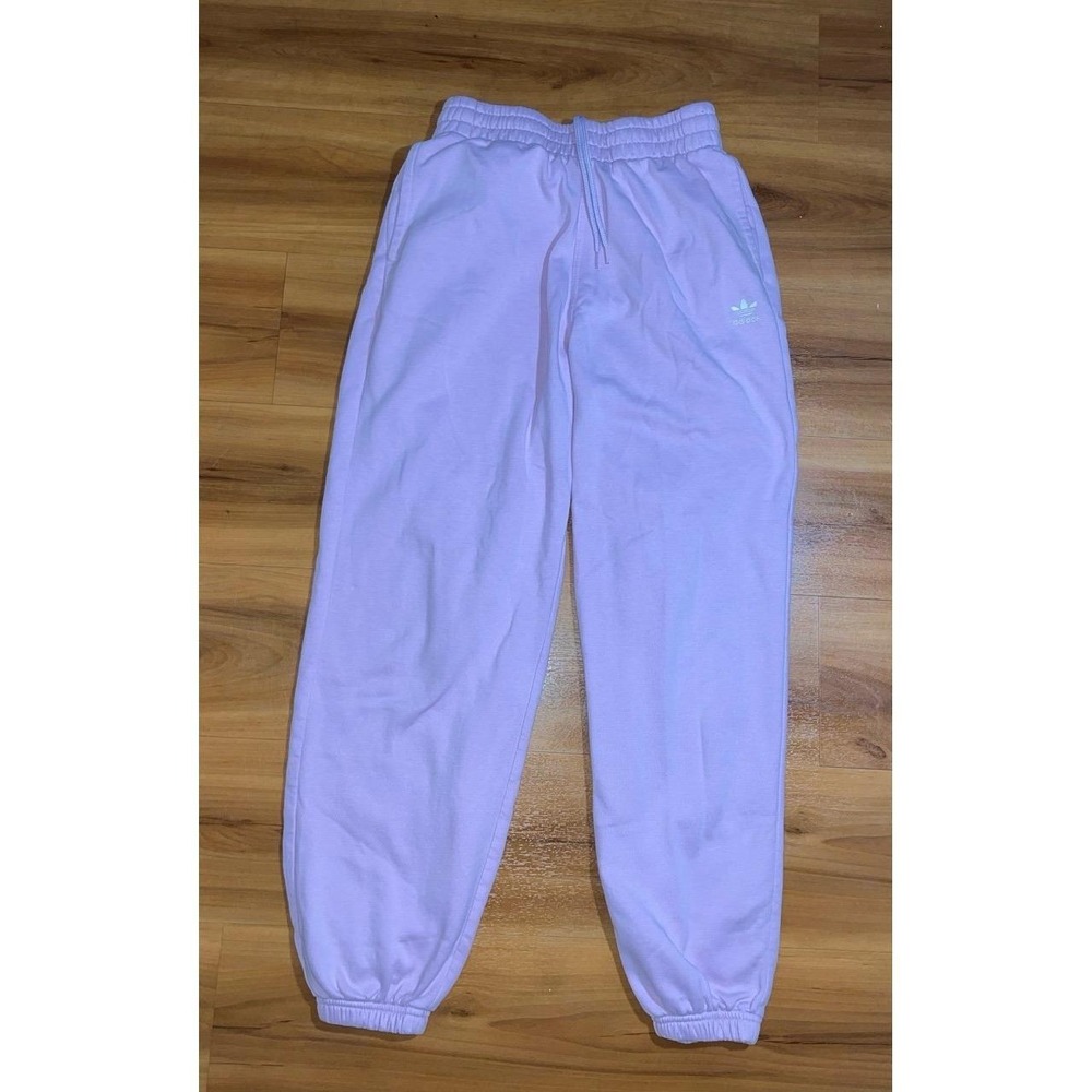 Womens Adidas Lavender Cotton Blend Athletic Drawstring Sweat Pants